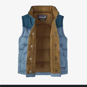 💙🤎Baby Bivy Down Vest - blue/gold by Patagonia-puffer vest-size 12-18mo